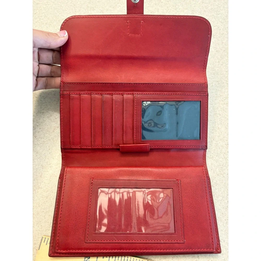 Vintage Dooney & Bourke Florentine Red Leather Checkbook Wallet Organizer
